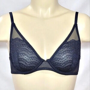 32A Xhilaration Unlined T-Shirt Lace Underwire Bra Ebony Black  New with Tags